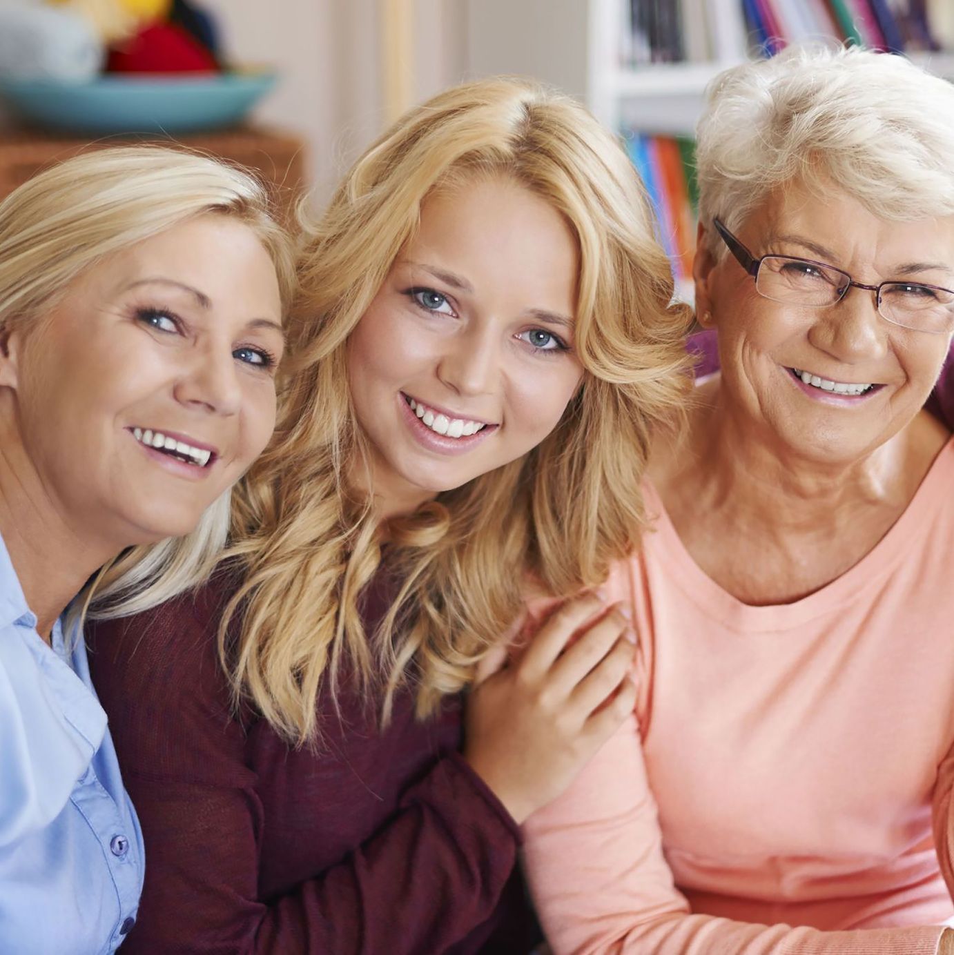 Three generations of women together, healthy and happy